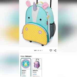 Unicorn Rolling Backpack with Yellow Polka Dot Pocket Skip Hop